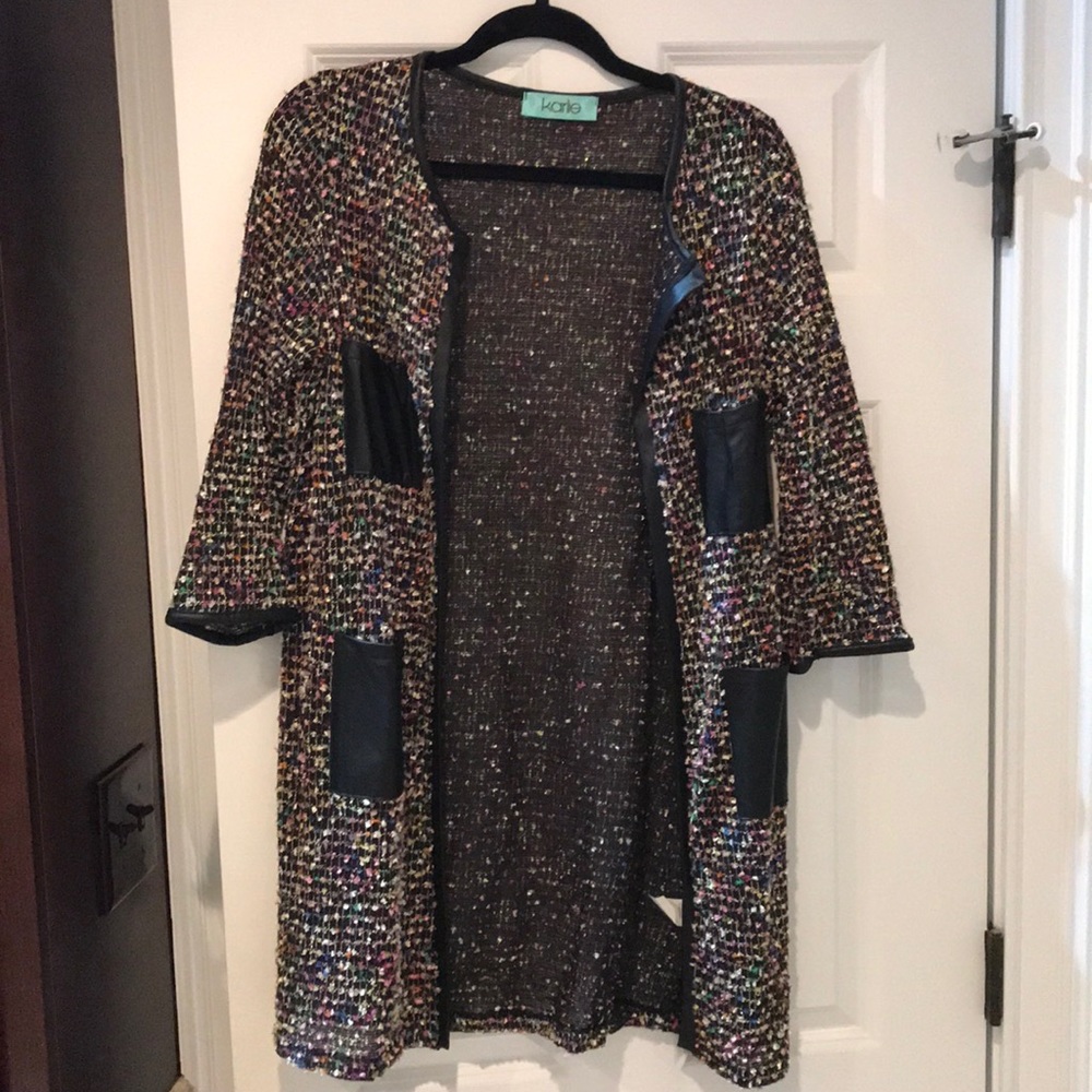 Multi colored / leather Karlie cardigan